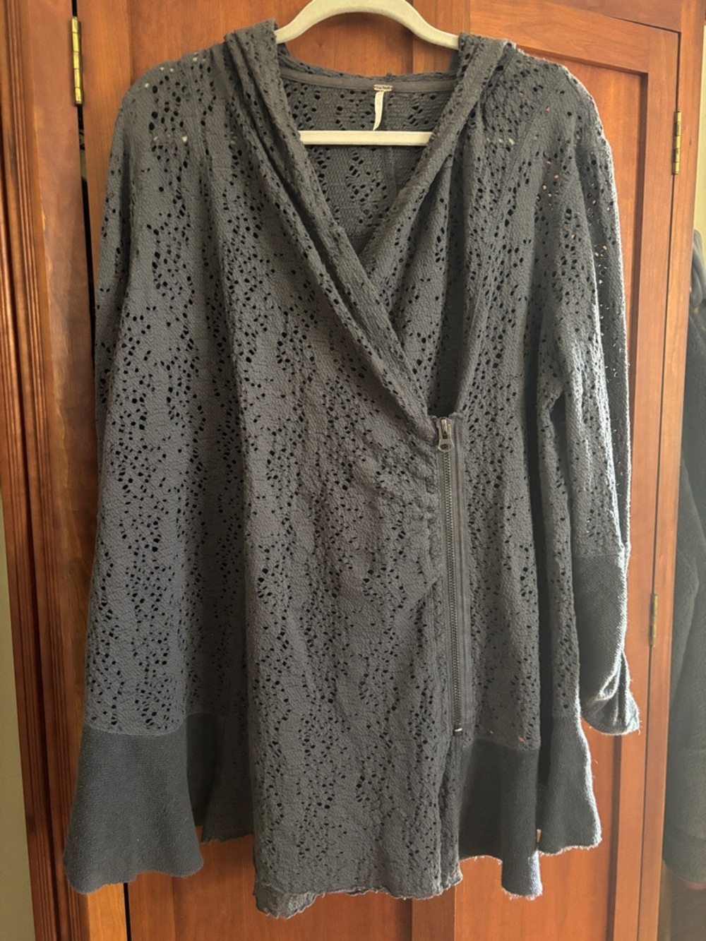 Free People charcoal openwork knit cardigan